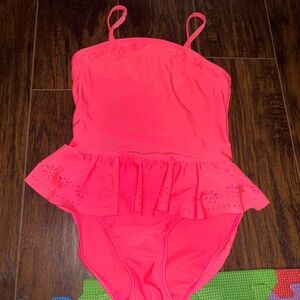 Cat & Jack Pink One Piece Swimsuit with Ruffle Detail